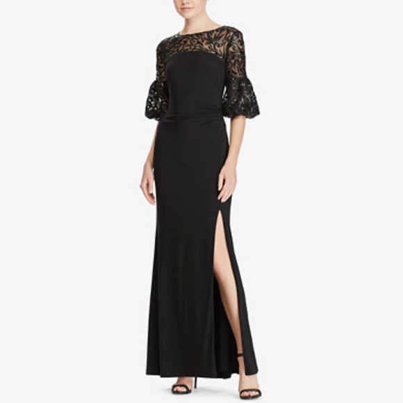 BETSY & ADAM sequin jersey GOWN - Picture 1 of 11